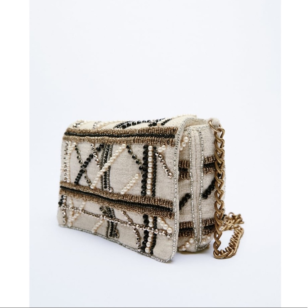 NWOT Zara BEADED CROSSBODY BAG